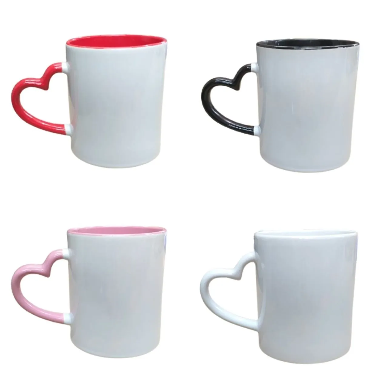 Caneca alça de coração e interior colorido