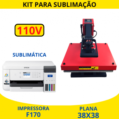 Kit Personalização de Materiais Planos A4 - Prensa Plana 38x38 + Impressora Sublimática F170 - VOLTAGEM 110V