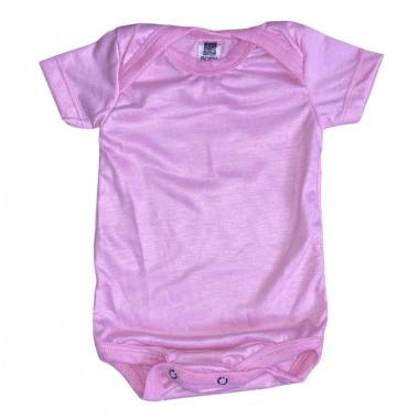 Body Infantil Liso Manga Curta Rosa Claro