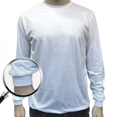 Camiseta branca Manga Longa Adulto c/ punhos