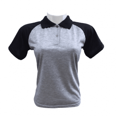 Polo baby Look Raglan Mescla com Preto Adulto