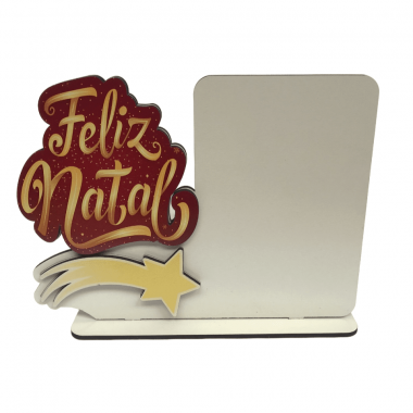 PORTA RETRATO 20X15CM APLIQUE FELIZ NATAL 3MM