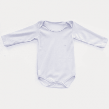 Body CANELADO Bebê Manga Longa Branco para sublimação