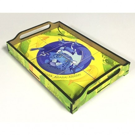 Bandeja de café - MDF c/ azulejo - completa