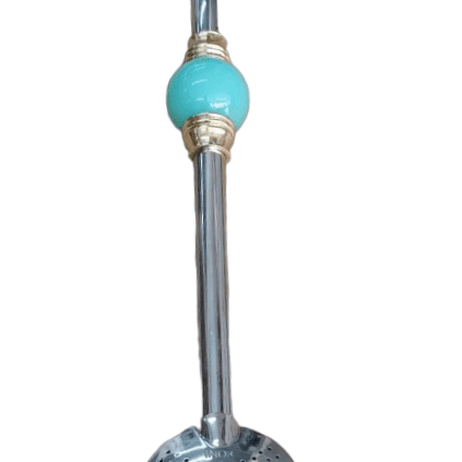 Bomba chimarrão inox c/ pedra acrílica redonda larga