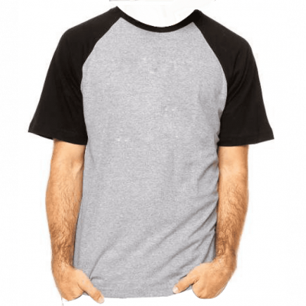 camiseta raglan cinza mescla manga curta cor preta adulto para sublimar ANTI-PILLING