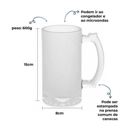 Caneca de Chopp Vidro JATEADO Sublime Nacional