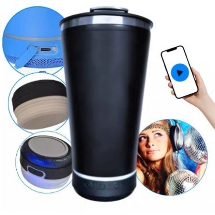 Copo Térmico c/ caixa de som 420ml Bluetooth