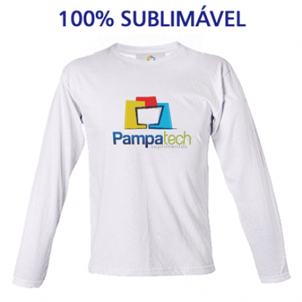 Camiseta Manga Longa Adulto para Sublimar - Tecido Branco