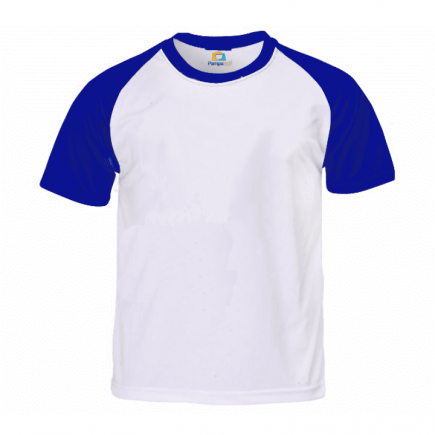 Camiseta Raglan Branca com Manga Azul