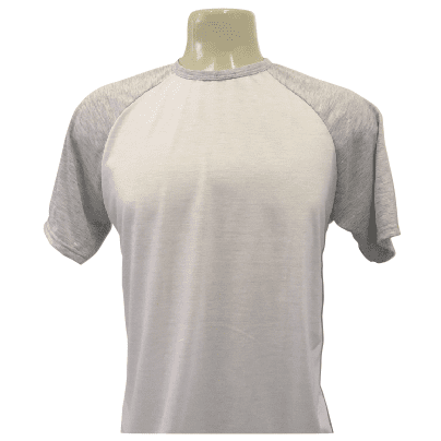 Camiseta raglan BRANCA - Manga Curta COR CINZA MESCLA CLARO