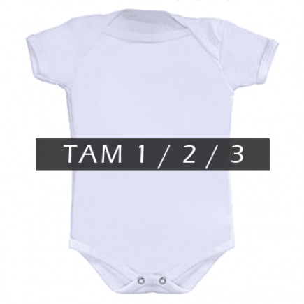 Body CANELADO Bebê Manga CURTA - Branco - TAMANHO 1 / 2 / 3