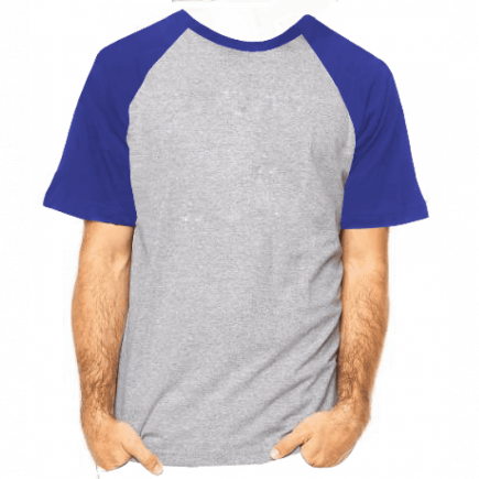 Camiseta Raglan Mescla com Manga Azul Royal ANTI-PILLING