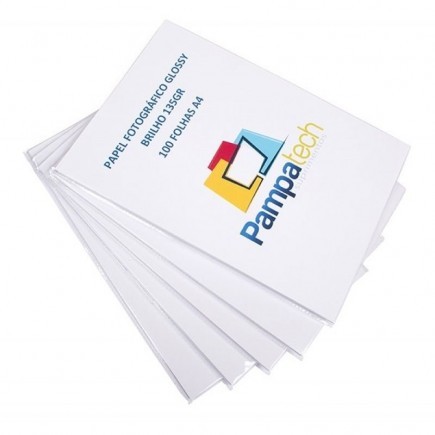 Papel Fotográfico Glossy Brilhante A4 130/135gr - 100 folhas
