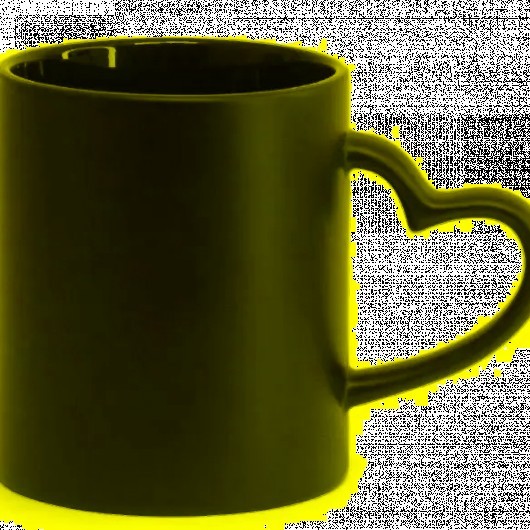 Caneca Mágica Toda Preta - alça de coração (Fosca)