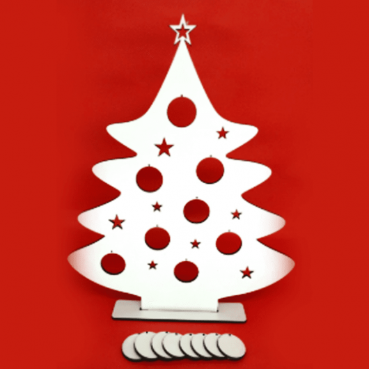 ENFEITE DE MESA - PINHEIRO DE NATAL COM 8 BOLINHAS