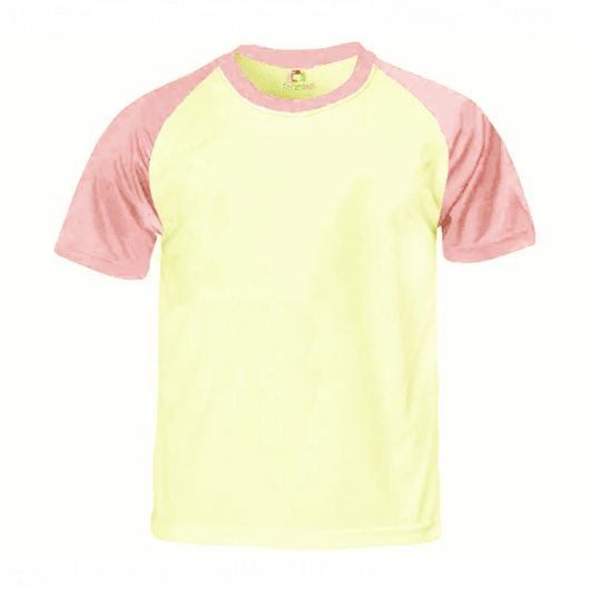 Camiseta Raglan Branca com Manga Amarela
