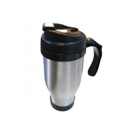 Caneca alumínio prata - SEMI TÉRMICA - alça colorida