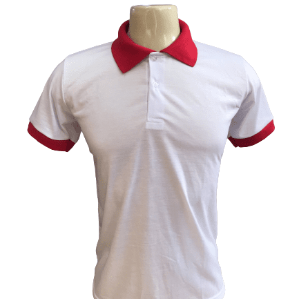 Polo Branca Gola e detalhe na manga em Vermelho