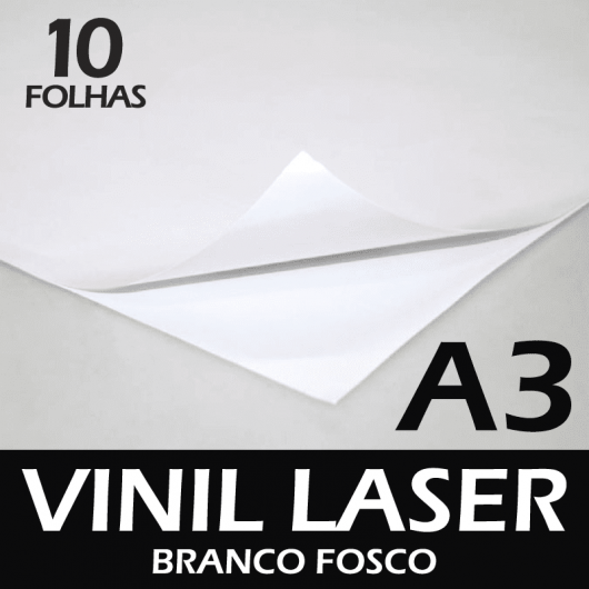 Vinil Adesivo laser branco fosco A3 - 10 folhas