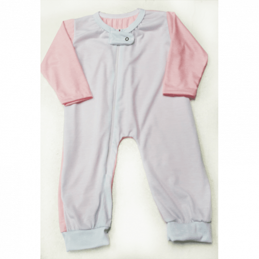 Body Macacão Raglan - Rosa bebê - COM ZIPER NA FRENTE