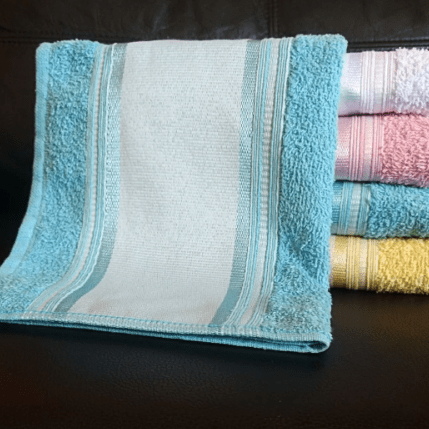Toalha de Rosto colorida - barra branca
