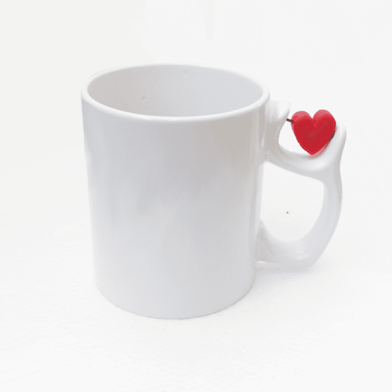 Caneca Cerâmica Alça com coração giratório