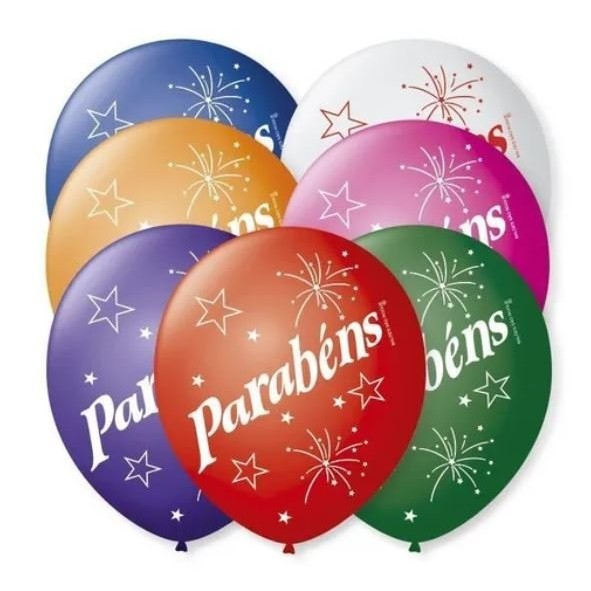 Balão São Roque N°9 unidade Decorado Parabéns Sortido