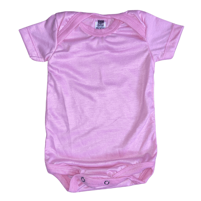 Body Infantil Liso Manga Curta Rosa Claro