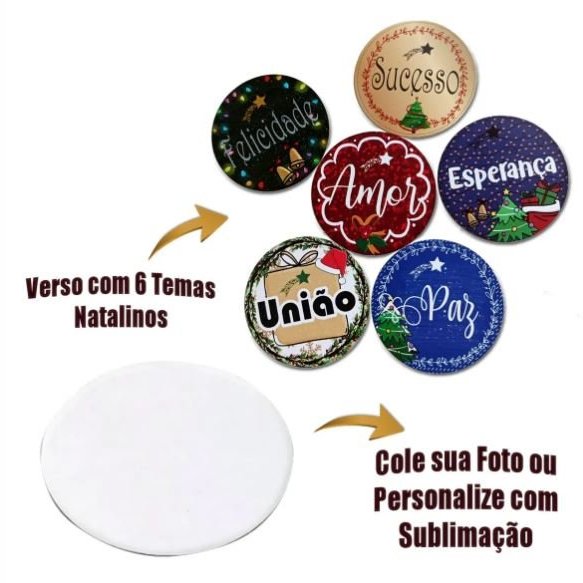 BOLA de ACRÍLICO natal 7 CM c/ porta foto 1 unidade