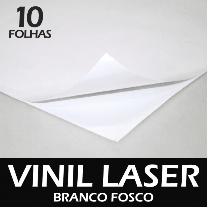Vinil Adesivo laser branco fosco A4 - 10 folhas
