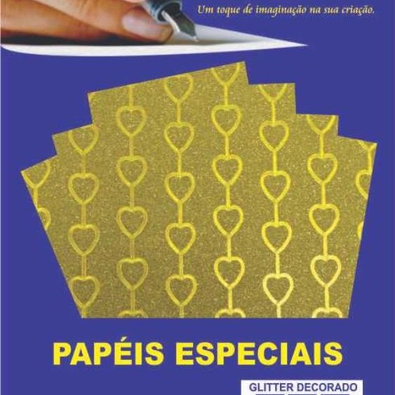 Papel Glitter Decorado A4 150g c/10 Folhas Off Paper
