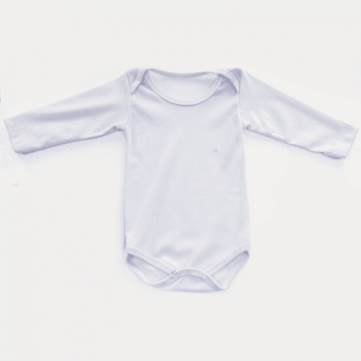 Body CANELADO Bebê Manga Longa Branco para sublimação