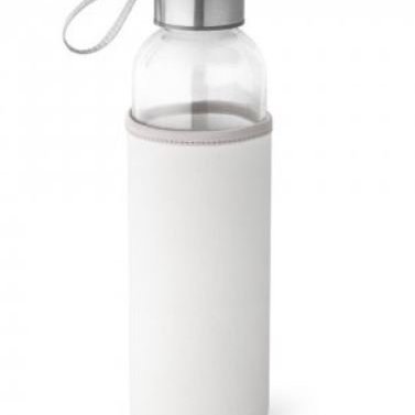 Squeeze Vidro e Aço Inox 520 Ml com luva Soft Shell S/ Resina