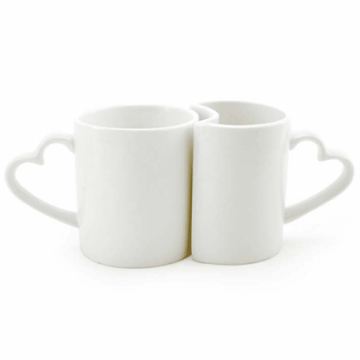 Caneca Branca Dupla LOVE - Alças de Coração