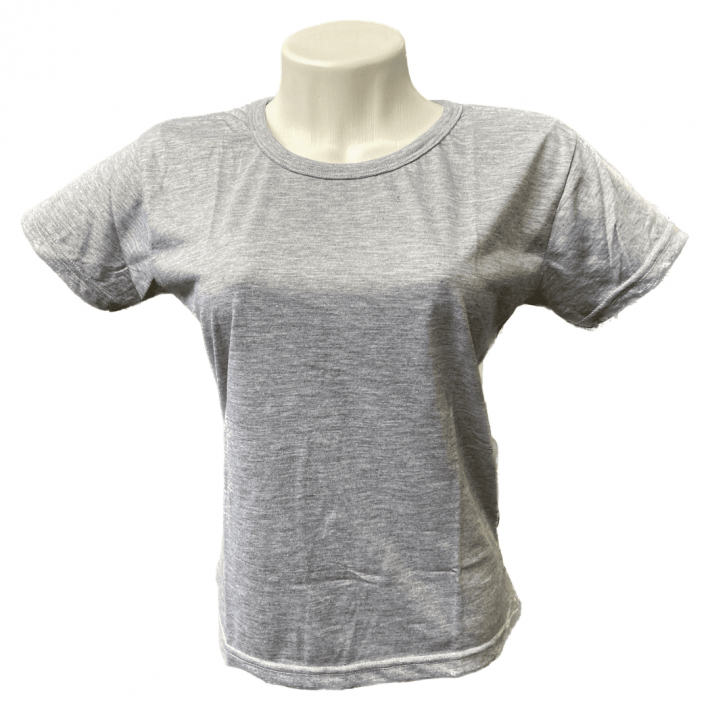 Baby Look feminina Cinza Mescla Anti-Pilling não dá bolinha