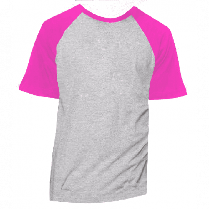 Camiseta RAGLAN CINZA MESCLA - Manga Curta COR ROSA PINK ANTI-PILLING