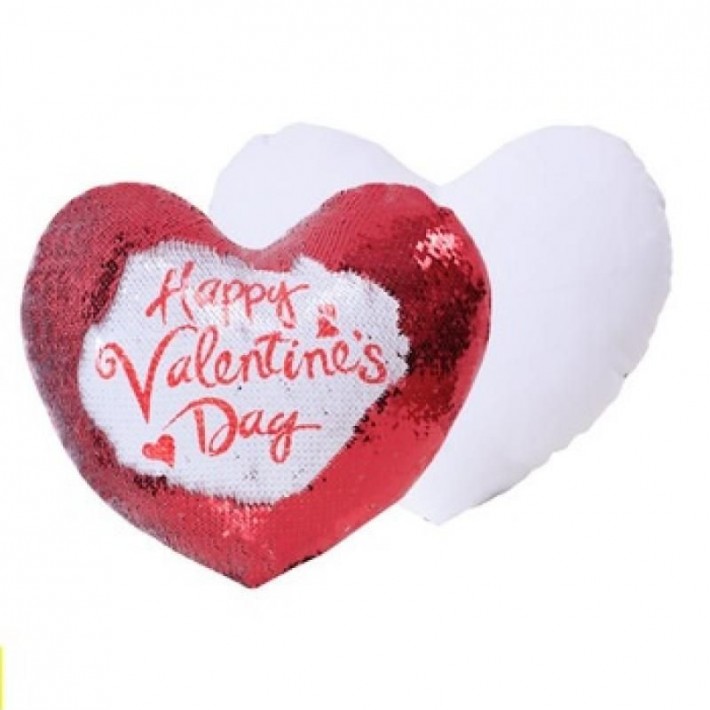 Capa de almofada coração lantejoula