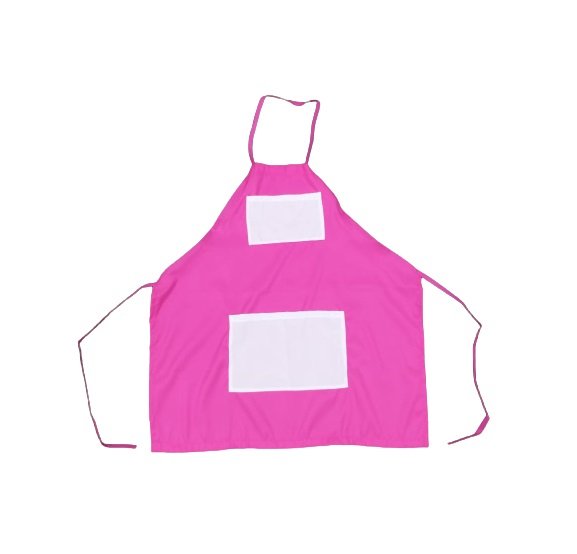 Avental adulto ROSA com 2 (dois) bolsos brancos