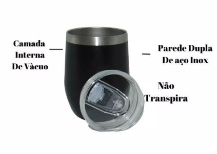 Copo Térmico Cuia com Tampa Parede Dupla Inox 350ML Café Água Cerveja