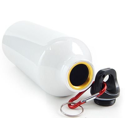Squeeze alumínio mosquetão - Branco ou Prata - 600ml