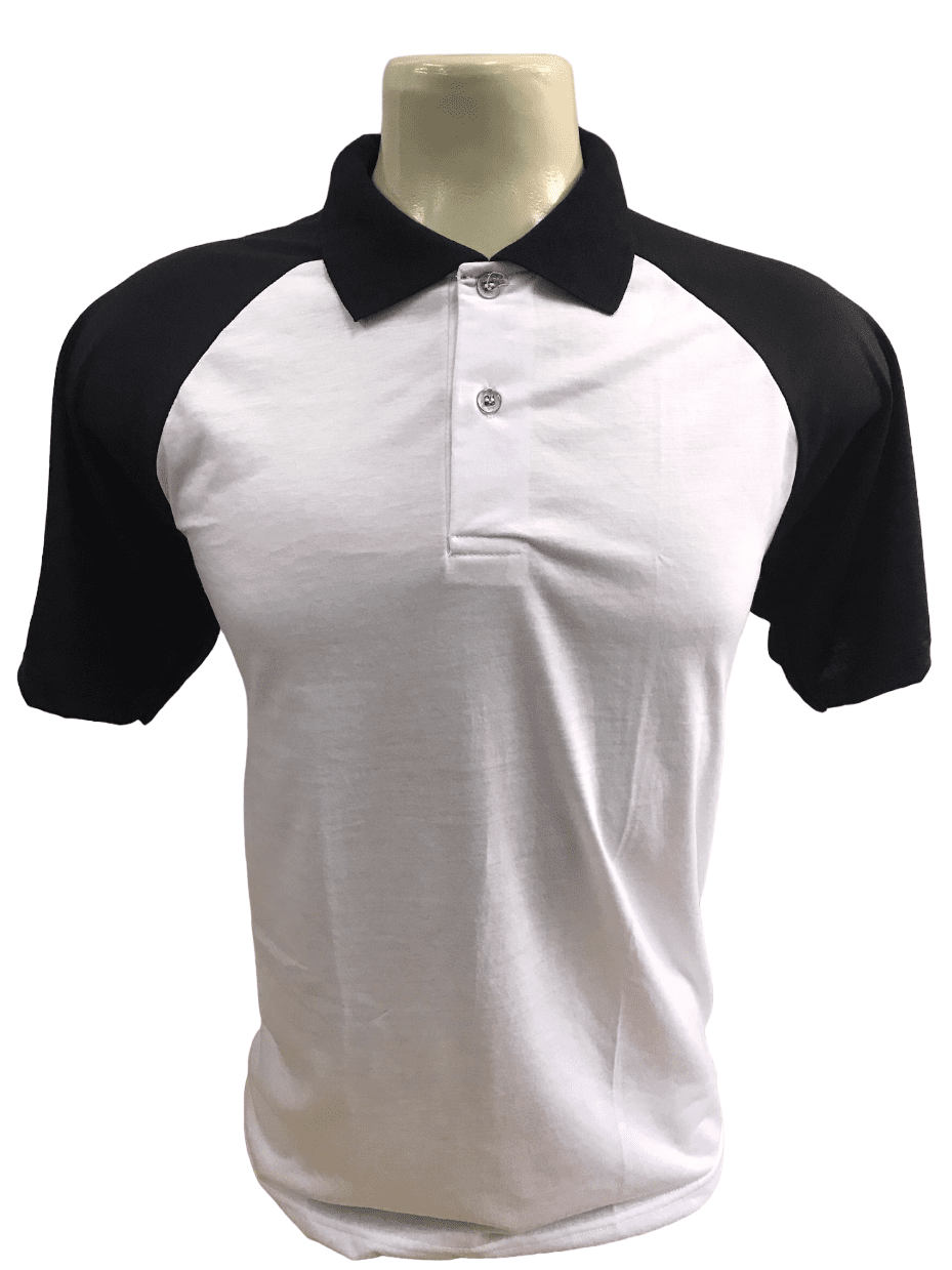 Polo Raglan Branca com Preto Adulto