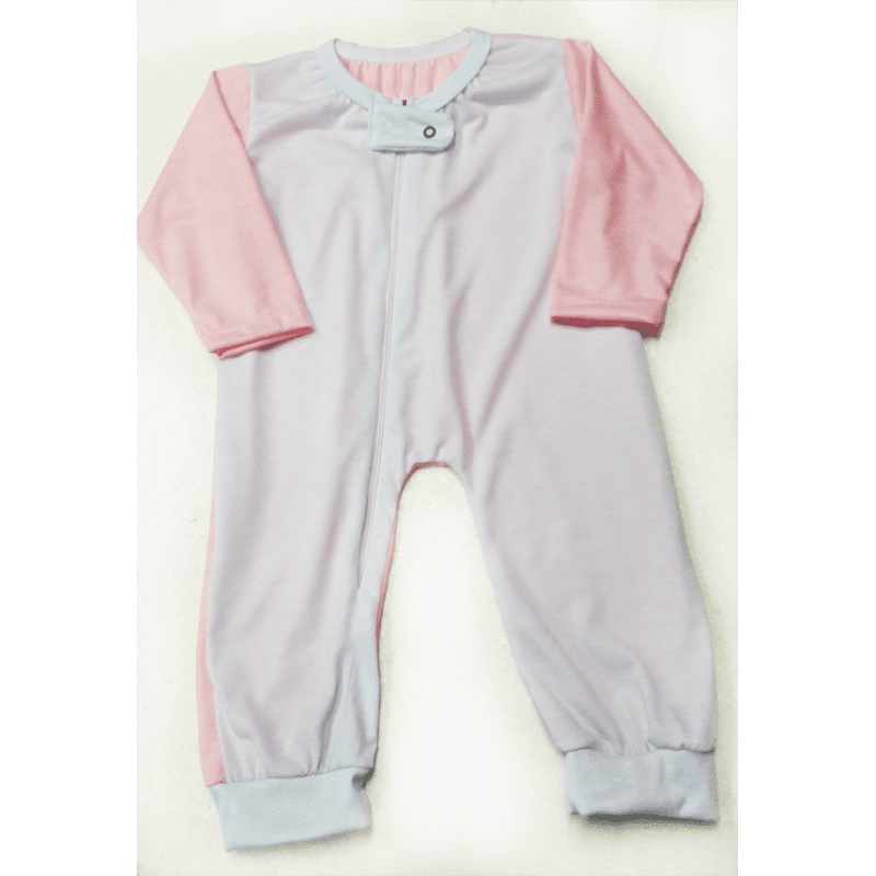 Body Macacão Raglan - Rosa bebê - COM ZIPER NA FRENTE