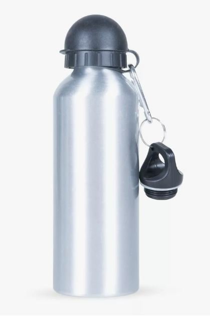 Squeeze Bolinha 500ml prata c/ mosquetão