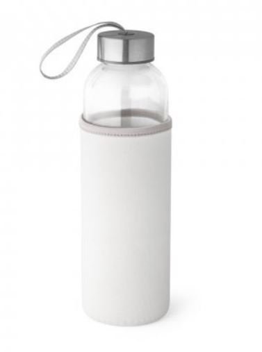Squeeze Vidro e Aço Inox 520 Ml com luva Soft Shell S/ Resina