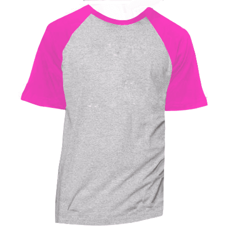 Camiseta RAGLAN CINZA MESCLA - Manga Curta COR ROSA PINK ANTI-PILLING